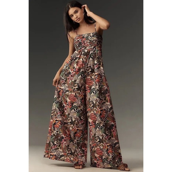 Anthropologie Pants - Hutch for Anthropologie Smocked Wide-Leg Jumpsuit Tropical‎ Floral Whimsygoth S
